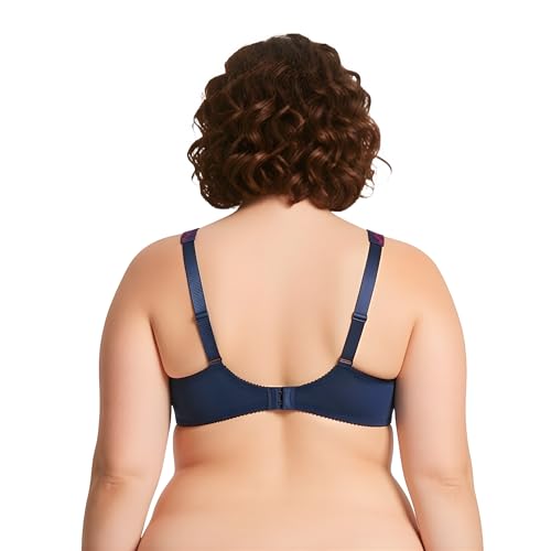 Image of Curve Muse Women's Minimizer Unlined Underwire Bra with Lace Embroidery-2 Pack