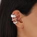 OOOPEL Silver Chunky Ear Cuffs For Women Non Piercing 3 Pais Adjustable Fake Ear Clips Jewelry Round Edge Thick Cuff Earrings For Women Sterling Silver 925 Cuff Set