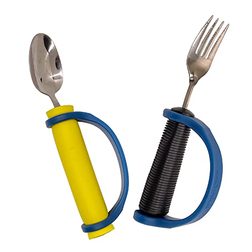 EazyHold Navy Silicone Universal Cuff, Large to X-Large Hands, Fits Adaptive Eating and Weighted Utensils, Foam Tubing, Thick Easy Grip Handles, Grooming, Daily Living Aid 2-Pack 8" - Image 3