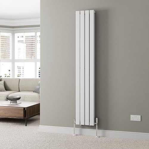 Image of DuraTherm® 1800 x 304mm White Vertical Designer Radiator Double Column Flat Panel Modern Central Heating Panels Bathroom Radiators