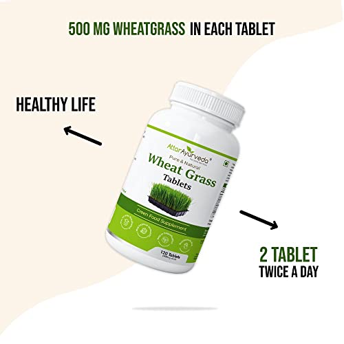 Image of Attar Ayurveda Wheat Grass Tablets (120 Tablets, 500mg) - Natural Antioxidant Superfood, Supports Healthy Joints, Immunity Booster, Non-GMO, Vegan