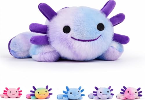 Rusokufo Stuffed Axolotl Plush Toy 22 cm Kawaii Salamander Soft Animal Blue-Purple Gradient Weighted For Boys And Girls