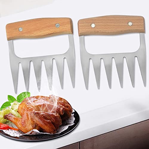 Hochwertige Pulled Pork Krallen, Fleischkrallen aus Edelstahl zum Zerteilen von Fleisch und Fixieren Pork, Fleisch Bärenkrallen für perfektes Pulled Pork, Claws für amerikanisches BBQ Pulled Pork