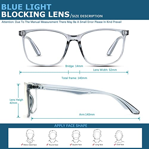 Image of Oilway Blue-Light Blocking Glasses Computer Reading /Gaming /TV /Phones Glasses Fashion Anti Eyestrain Glasses for Women Men(A4 Gray + Transparent)