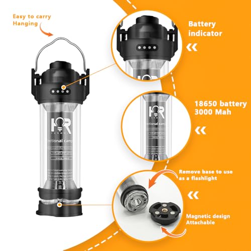 Image of DOTWISE Camping Lantern Rechargeable 3000mAh,Lanterns for Power outages Max 240LM Stepless Dimming&5 Modes Magnetic Base (Red)