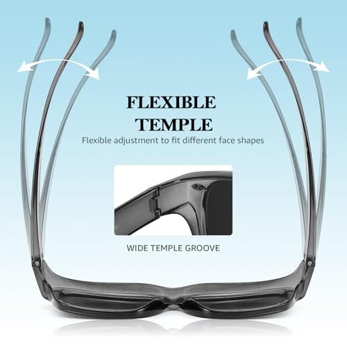 Image of TJUTR Polarized Fit Over Glasses Sunglasses for Men Women, Wrap Around UV400 Protection Sunglasses TS2611