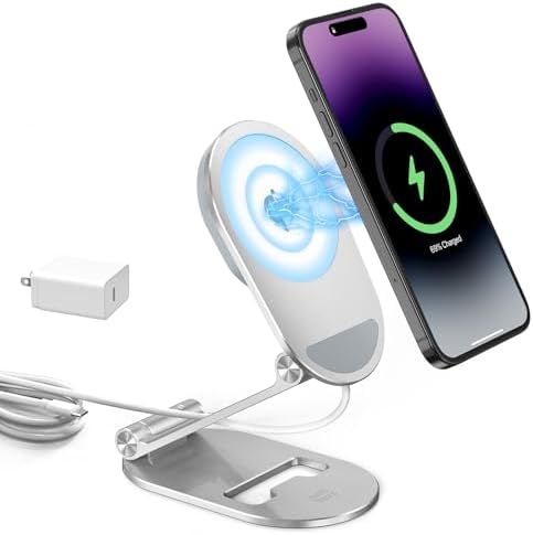 Minthouz Magnetic Wireless Charger for iPhone, 15W Fast Mag-Safe Charger Stand, Compatible with iPhone 16, 15, 14, 13, 12 Pro, AirPods Pro/4/3/2, Apple Magnet Wireless Charging Station