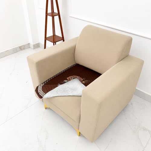 Image of Homerz 'Brooklyn Series' Premium Sofa Cover | Quilted Floral Design | Non-Slip Washable Sofa Protector | Soft Anti Slip Fabric (Ny Mustard, 1 Seater, Only Seat Cover)