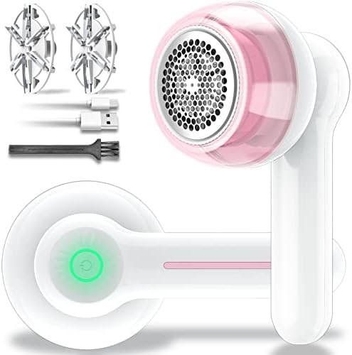 Lint Remover, Fabric Shaver Electric Bobble Remover for Clothes, USB Charging Fluff Remover Sweater Shaver with 2 Replacement Heads for Clothes Fabric
