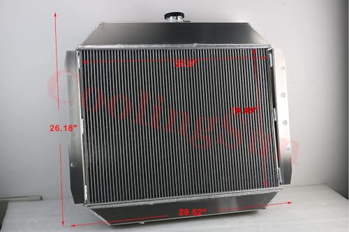 Image of 3 Row Aluminum Radiator for 1966-1979 Ford F100 F150 F250 F350 Bronco Truck 2.8-7.5L V8 Radiators with Electric Fan Shroud Thermostat Kit 1968 1969 1970