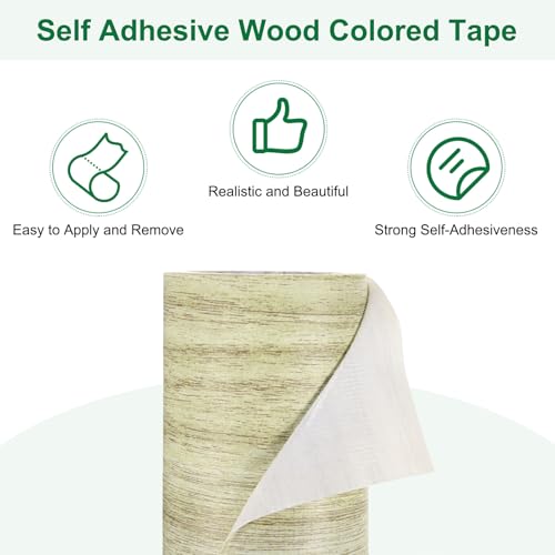 Image of M METERXITY 2-Roll Wood Grain Repair Tape, 2.24in x 15ft Textured Realistic Self-Adhesive Wood Floor Tape Contact Paper for Furniture /Floors /Home [Light Gray Oak]