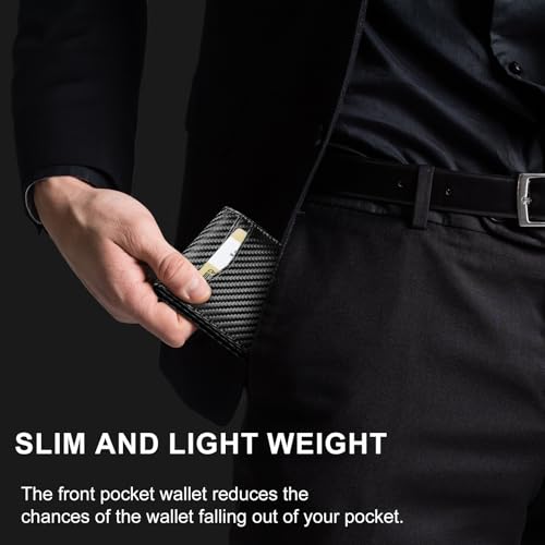 Image of furid Apple Airtag Wallet Men Slim: Air Tag Wallet with Airtag Holder, RFID Blocking, Bifold, Front Pocket, Minimalist Card Wallet, Carbon Fiber Wallet, Black Carbon, Airtag Wallet, Minimalist