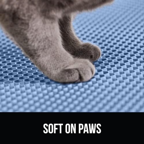 Image of Cat Litter Mat 12x12 Inch - Double Layer Open Edge Design, Waterproof & Urine Proof, EVA Material, Durable and Washable Litter Trapping Mat (Blue)