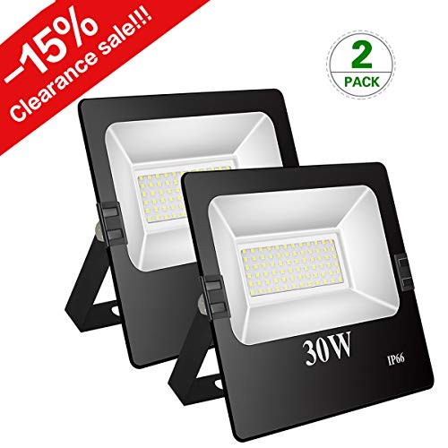 TOPLANET Faro Led 30W SMD LED Floodlight Impermeabile IP66 6500k 2500Lm per Esterno Giardino Decorazione Illuminazione 2 Pack