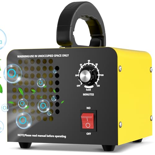 Generador de Ozono Hogar 10,000mg/H, Profesional Máquina de Ozono Para Coche Desinfectador de Ozono Purificador Ozono de Aire con Temporizador, Eliminaciónn de Olor y Desinfección