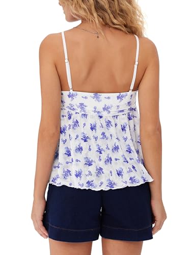 Image of CIDER Womens Floral Print Tank Top Casual Sleeveless Summer Top