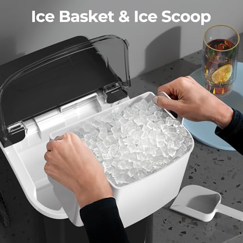 Nugget Ice Maker Countertop, 35.5Lbs/24Hrs Chewable Sonic Ice Machine with Self-Cleaning, Handle, Water Tank, Quiet Operation & Portable Pellet Ice Maker for Home, Office, Kitchen, Bar, Black