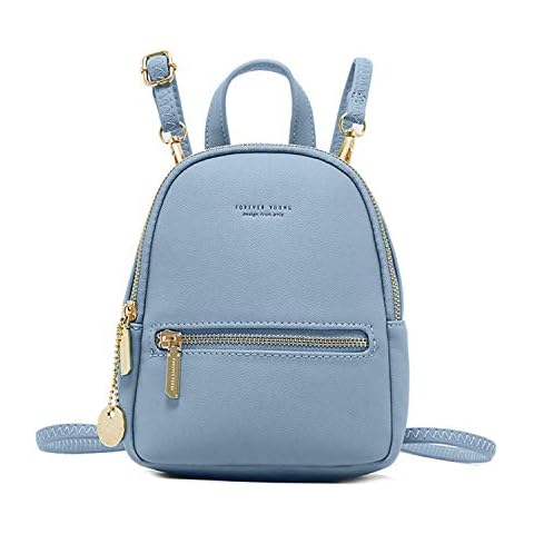 FANDARE Mini Backpack Women's Fashion Backpacks Small Crossbody Bags Travel Shoulder Bags Handbag Girls School Daypacks Waterproof PU Leather Blue Cover