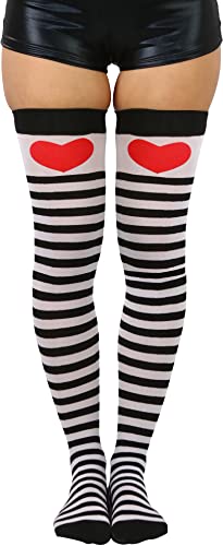 Image of ToBeInStyle Women's Opaque Hosiery Thin Striped Thigh High Long Stocking