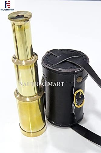 NauticalMart Brass Telescope 6" W/Leather Case (Brass Telescope) image 5