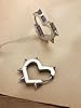 Hanary Silver-Tone Spike Huggie Hoop Heart Earrings, Gothic Punk Earrings, Emo Grunge Jewelry, Christmas Jewelry Gift For Women #4