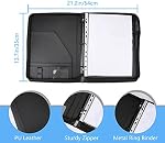 Laelr Zippered Portfolio 3 Ring Binder with 8 Pockes, Leather Business Padfolio with Zipper, A4 Document Binder Organizer for School Office