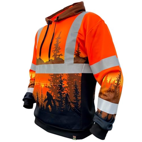 SafetyShirtz SS360º Wildland Sasquatch Hi Vis Hoodie for Men - Heavy-Duty Polyester with Soft Combed Fleece Interior - Class 3 Type R - Meets ANSI/ISEA 107-2015, Orange - Small