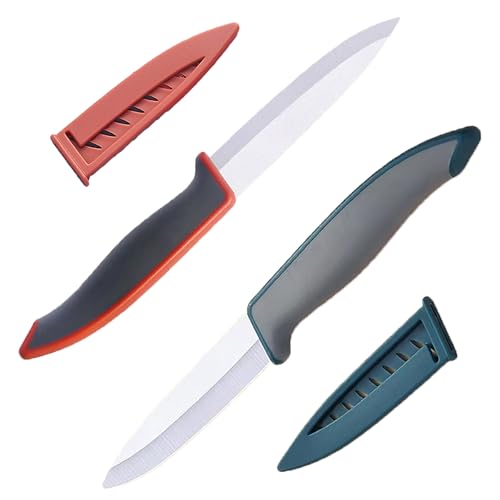 2Pcs Ultra Sharp Ceramic Knife, 4 Inches Large Blade, Safe Ceramic Rust-resistant Paring Knives, Healthy Fruit Knives, Used for Cutting Fruits, Meat Dishes, Cooked Food
