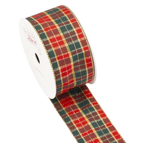 Zofrud Green Christmas Gingham Ribbon Checkered Plaid Ribbon - 38mm x 9 Meters - Ideal for Gift Wrapping, Tree & Wreath Decoration, Crafts - Image 3