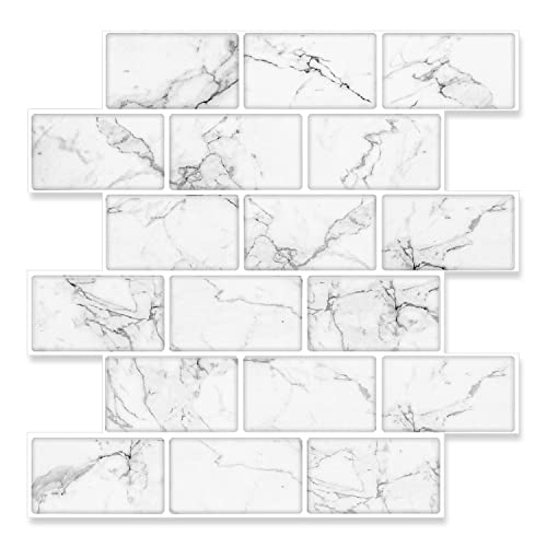 STICKGOO 10-Sheet Subway Tiles Peel and Stick Backsplash, Marble Look