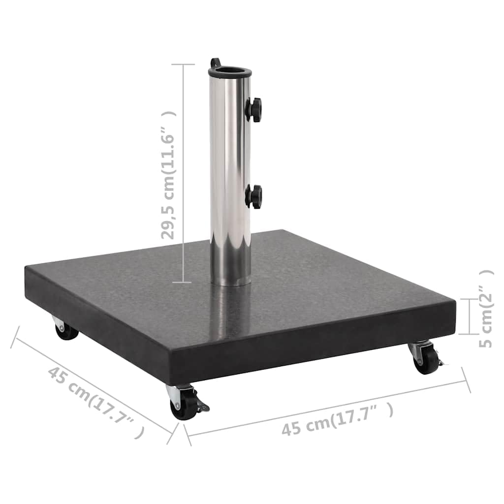 Granitowa podstawa parasola 30 kg, kwadratowa, czarna, z zamykanymi kółkami, trwała granitowa podstawa parasola do masztów 38 i 48 mm, stabilny stojak ogrodowy