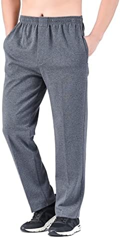Zoulee Men's Front Zip Open-Bottom Sports Pants Sweatpants Trousers Dark Grey 2XL