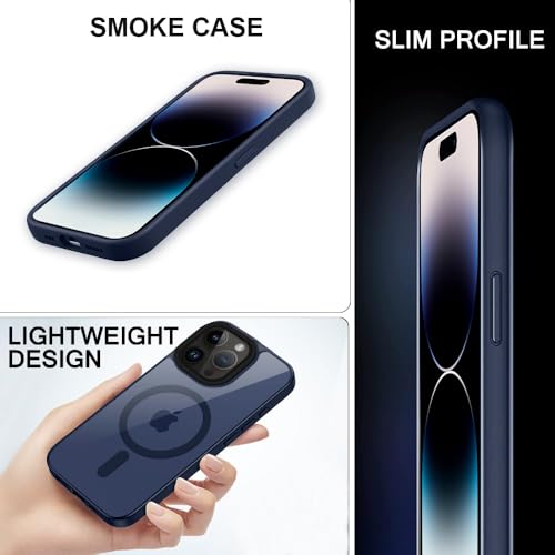 Image of iPhone 14 pro Magsafe Hard Back Case | Matte Design & 360 Protection | Military-Grade Apple iPhone 14 pro Cover | Strong Magnet Back - Blue