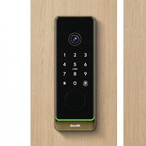 Image of Dorset DG 905 Digital Rim Lock with 5-in-1 Access - Fingerprint, PIN, RFID, Key, Mobile App | Wi-Fi Inbuilt, HD Camera, 2-Way Intercom, Smart Home Compatible | AB Finish
