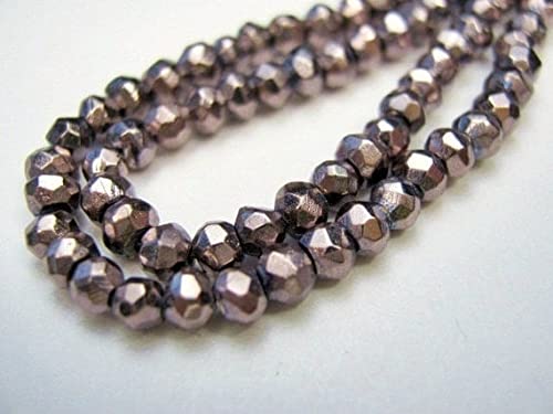 Rondelle pyrite facettée 4mm LKBEADS, pierre semi précieuse rose wine pour collier