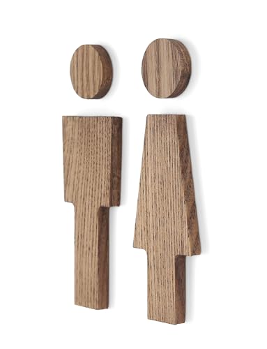 Selbstklebendes Holz-WC-Schild – Badezimmerschilder für Männer und Frauen, Toilettenschild, Badezimmertürschild, Toilettenschild, Waschraumschilder für Zuhause, Wasserschrankschild (Braun)