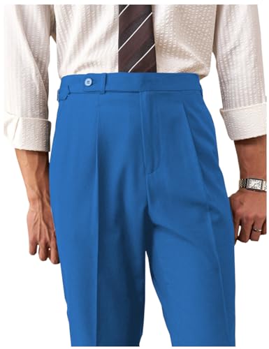 Men's Dress Pants Slim Fit Trousers Business Formal Office Wear Lightweight Flat Front Pants