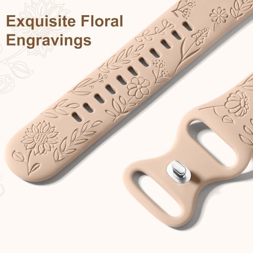 TUCOMO 5 Pack Floral Engraved Watch Bands Compatible with Garmin Venu 3 /Venu 2 / Venu 4 45mm /Vivoactive 4, 22mm Soft Silicone Sport Straps for Garmin Forerunner 255/265 Women - image 4