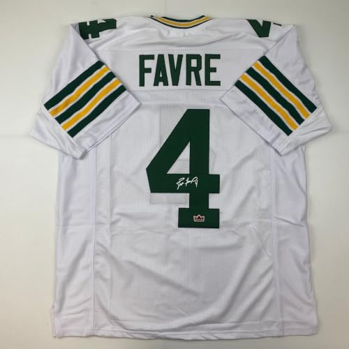 Facsimile Autographed Brett Favre Green Bay White Reprint Laser Auto Football Jersey Size Men's XL