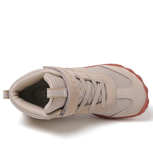 Image of KUBUA Kids High Top Barefoot Shoes Boys Girls Minimalist Zero Drop Sneakers | Wide Toe Box, Padded Collar for Ankle Support, Non-Slip, Hiking, Tennis, Walking, School, Wrestling, Gym, Little Kid, Big Kid