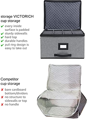 Victorich Ultra Large Thick Hard Shell Additional Front Handle Stemware Storage Box, Wine Glass Storage Box With Lable Window, Fully-Padded Inside With Hard Sides #TOP2