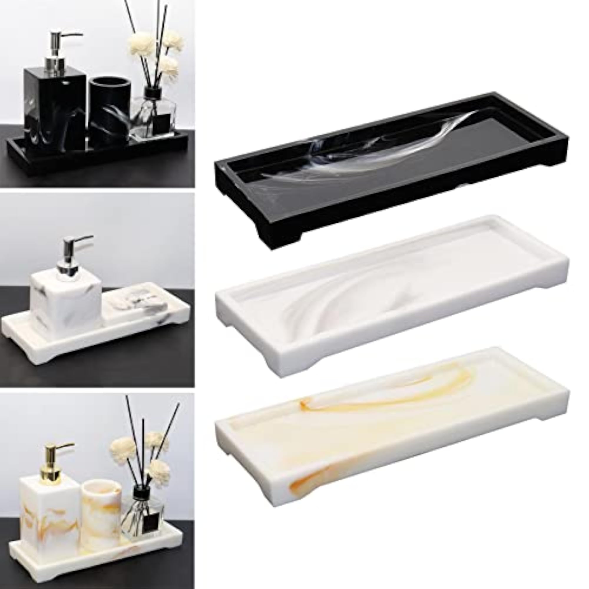 Marbling Bathroom Storage Vanity Tray for Cosmetics