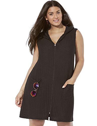 SWIMSUITSFORALL Swimsuits for All Women's Plus Size Zip Up Beach Cover Up Hoodie