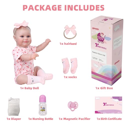 Tookyhill Reborn Baby Dolls, 18 Inch Full Vinyl Body Real Life Baby Girl - image 9