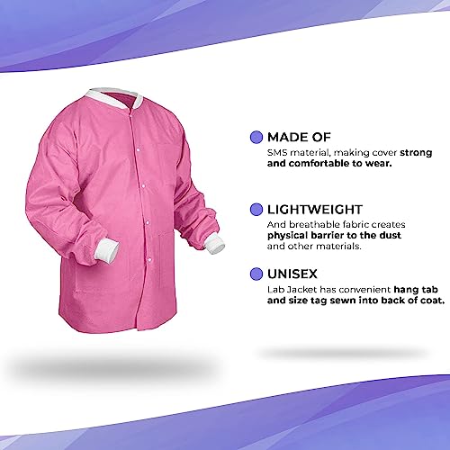 Amz Medical Supply Disposable Lab Jackets For Adults Small. Cranberry 10 Pack 45 Gsm Sms Disposable Lab Jacket. Unisex Disposable Jackets Dental With Knitted Cuffs, Collar, 3 Pockets #TOP2