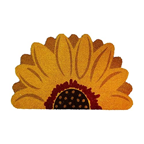 tag 16 x 24 Sunflower Flower Shaped Natural Coir Indoor/Outdoor Welcome Doormat 30 x 18 Yellow