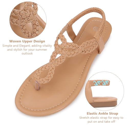 Image of zeetoo Women's Flat Sandals Summer T-StrapThong Bohemian Casual Comfortable Dressy Sandals for Women