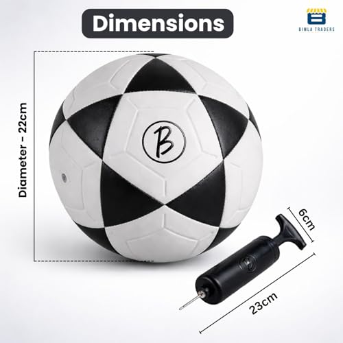 Image of Btag Football with Pump | Rubber Moulded Training & Match Ball | Suitable for All Age Groups | Outdoor Waterproof | for Ground, Grass & Turf (Black)