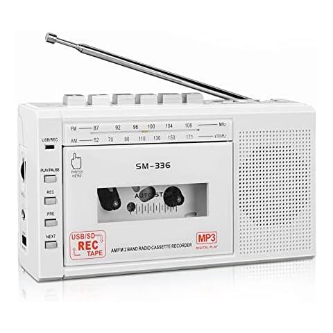 SEMIER Cassette Player Recorder Walkman, Cassette to Digital Converter via USB or Micro SD Card, Powered by AC or 4 AA Battery, AM FM Radio Tape Recorder with Build-in Speaker and Earphone Jack Cover