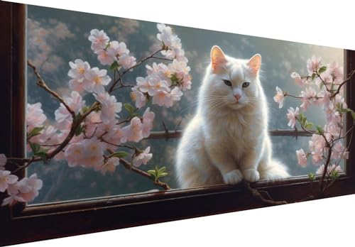 Art Diamant Grande Peinture 200x100cm Animaux Chats Mosaïque Strass de Prestige